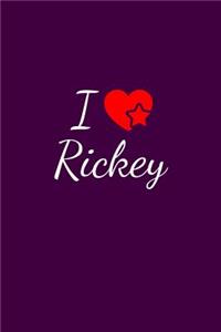 I love Rickey: Notebook / Journal / Diary - 6 x 9 inches (15,24 x 22,86 cm), 150 pages. For everyone who's in love with Rickey.