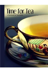 Time for Tea- Black & Gold Hand Painted Japanese Tea Cup- A Blank Notebook Journal for Tea Lovers