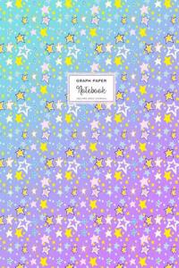 Graph Paper Notebook - Square Grid Journal - Blue Purple Shooting Stars