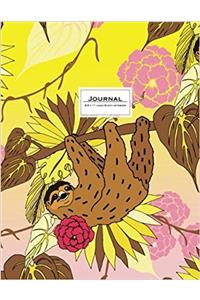 Sloth Journal: Ruled, Large, Soft Cover. Cute Animal Design in Pink, Yellow, Brown (Cute Journals)
