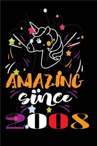 Amazing Since 2008. Happy 11th Birthday Notebook & Sketchbook Journal for 11 Year old Girls and Boys