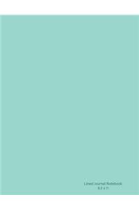 Lined Journal Notebook: Pretty mint green Soft cover, 110 lined pages 8.5x11