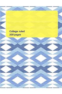 Modern Chevron Pattern Rich Blue Color Composition College Ruled Book