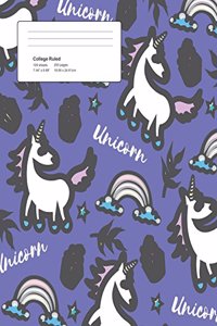 Unicorn Light Purple Composition College Ruled Book (7.44 x 9.69) 200 pages V14
