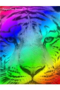 Composition Journal (Rainbow Tiger - Wide Ruled)