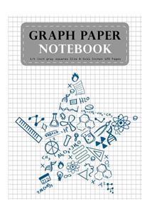 Graph Paper Notebook 1/4 Inch Gray Squares Size 8.5x11 Inches 120 Pages