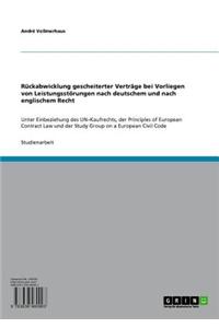 Ruckabwicklung Gescheiterter Vertrage Bei Vorliegen Von Leistungsstorungen Nach Deutschem Und Nach Englischem Recht