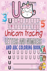 Unicorn Tracing letters and numbers - ABC Coloring book