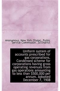 Uniform System of Accounts Prescribed for Gas Corporations. Condensed Scheme for Corporations Having