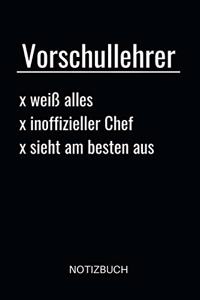 Vorschullehrer weiß alles inoffizieller chef sieht am besten aus Notizbuch