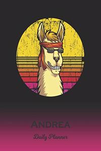 Andrea: Llama Daily Planner - Custom Letter A First Name Personal 1 Year (2020 - 2021) Planning Agenda - January 20 - December 20 - Writing Notebook - Dateb