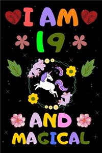 I Am 19 and Magical: Happy Magical 19th Birthday Notebook & Sketchbook Journal for 19 Year old Girls and Boys, 100 Pages, 6x9 Unique B-day Diary, ... Unicorn Rainbow Sta