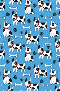 Bullet Journal Notebook Dogs and Bones Pattern on Blue