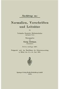 Nachtrag zu: Normalien, Vorschriften und Leitsätze des Verbandes Deutscher Elektrotechniker