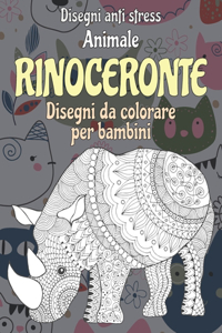 Disegni da colorare per bambini - Disegni Anti stress - Animale - Rinoceronte