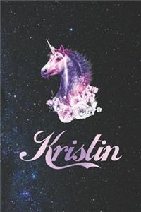 Kristin: First Name Personalized Unicorn Customized Names Gift Birthday Girl Notebook Journal