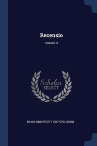 Recensio; Volume 3