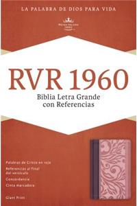 RVR 1960 Biblia Letra Gigante con Referencias, borravino/rosado símil piel