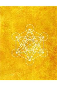 Metatron's Cube Gold 8.5 x 11 150 Pages College Ruled Journal Notebook