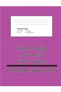 Composition Notebook College Ruled Fuschia - Commas Save Lives
