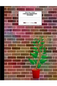 Brick Wall Theme, Unruled Composition Notebook. 8.5 X 11. 120 Pages