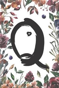 Q: Classic Vintage Floral Personalized Monogram Journal Q Initial