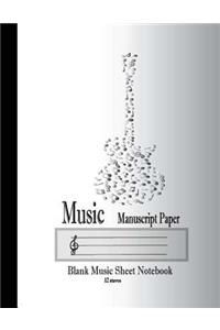 Music Manuscript Paper Blank Music Sheet Notebook 12 staves