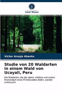 Studie von 20 Waldarten in einem Wald von Ucayali, Peru
