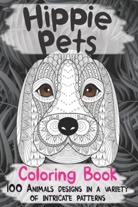 Hippie Pets - Coloring Book - 100 Animals designs in a variety of intricate patterns