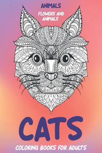 Coloring Books for Adults Flowers and Animals - Animals - Cats