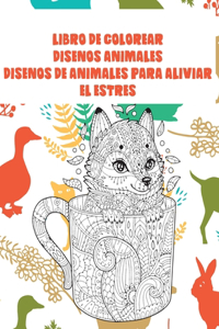 Libro de colorear - Diseños de animales para aliviar el estrés - Diseños animales