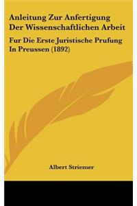 Anleitung Zur Anfertigung Der Wissenschaftlichen Arbeit