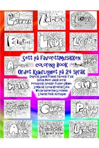 Sett på favorittmusikken coloring Book Ordet kjærlighet på 24 språk