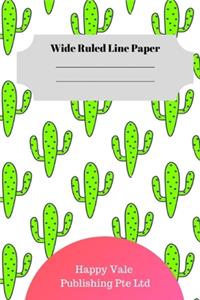 Cute Cactus Theme Wide Ruled Line Paper