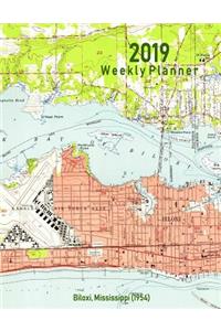 2019 Weekly Planner: Biloxi, Mississippi (1954): Vintage Topo Map Cover