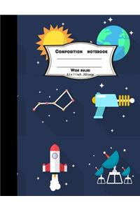 Composition notebook wide ruled 8.5 x 11 inch 200 page, Spaceship softcover