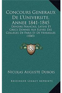 Concours Generaux De L'Universite, Annee 1841-1845