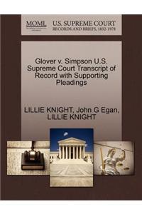 Glover V. Simpson U.S. Supreme Court Transcript of Record with Supporting Pleadings