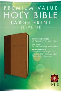 NLT Premium Value Large Print Slimline Bible, Brown/Tan