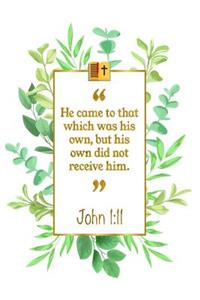 He Came to That Which Was His Own, But His Own Did Not Receive Him: John 1:11 Bible Journal