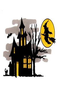 Halloween Haunted House Witch Flies Moon School Composition Book 130 Pages