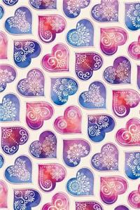 Journal Notebook Ethnic Watercolor Hearts Pattern On Cream
