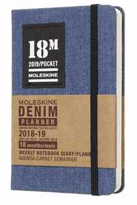 2019 Moleskine Denim Limited Edition Notebook Blue Pocket Weekly 18-month Diary (July 2018 to December 2019)