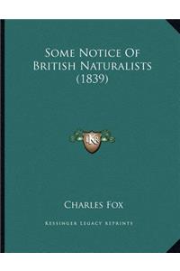 Some Notice Of British Naturalists (1839)