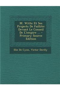M. Witte Et Ses Projects de Faillite: Devant Le Conseil de L'Empire ...