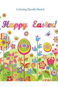 Happy Easter Color Doodle Sketch