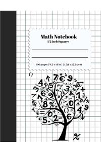 Math Notebook 1/2 Inch Squares