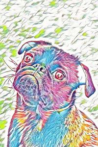 Cute Pug Dog Lined Notebook - 6 x 9 A5 - 100 Pages