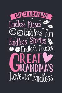 Great Grandma Endless Kisses Endless Fun Endless Stories Endless Cookies Great Grandmas Love is Endless
