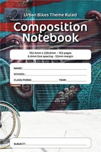 Urban Bikes Theme Ruled Composition Notebook